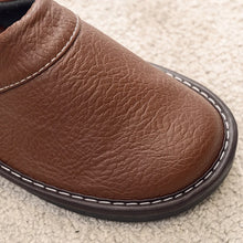 Men's & Women's Leather Winter Slippers, Thick Soft Warm Anti Slip Slides