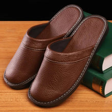 Men's & Women's Leather Winter Slippers, Thick Soft Warm Anti Slip Slides