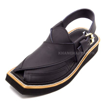 Premium Black Matte Leather Kaptaan Chappal