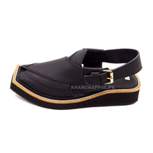 Premium Black Matte Leather Kaptaan Chappal