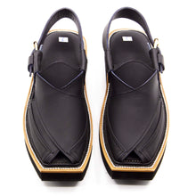 Premium Black Matte Leather Kaptaan Chappal