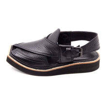Special Black Dotted Genuine Leather Kaptaan Chappal