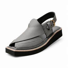 kaptaan chappal grey leather