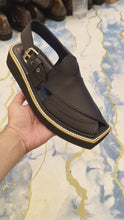 Premium Black Matte Leather Kaptaan Chappal