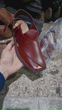 Handmade Charsadda Chappal Burgundy Genuine Leather