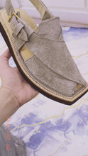 Special Gray Suede Leather Kaptaan Chappal