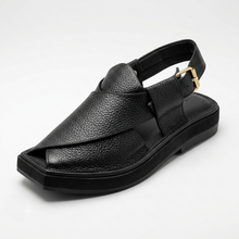 Premium Quality Ultra Soft Medicated Black Leather Kaptaan Chappal