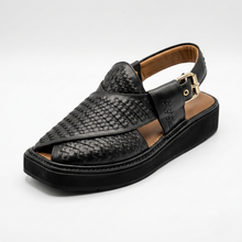 Premium Luxury Black Handmade Kaptaan Chappal (PREORDER)