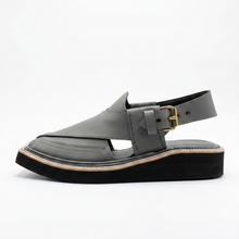 Grey Leather Handmade Kaptaan Chappal