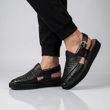 Premium Luxury Black Handmade Kaptaan Chappal (PREORDER)