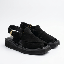 Premium Kaptaan Chappal Black Suede Leather (Pre Order)