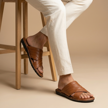 Medicated Premium Leather Slippers for Men Brown