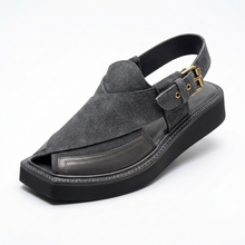 Special Grey Imported Leather Kaptaan Chappal (PREORDER)