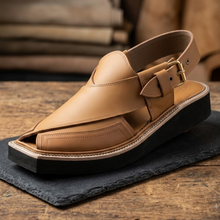 Handmade Genuine Leather Kaptaan Chappal Camel Brown