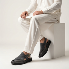 Special Grey Imported Leather Kaptaan Chappal (PREORDER)