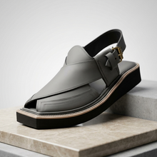 Grey Leather Handmade Kaptaan Chappal