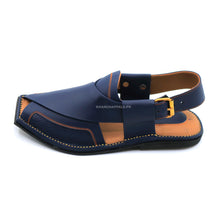 Navy Blue Peshawari Chappal Genuine Leather T-Shape Charsadda Chappal