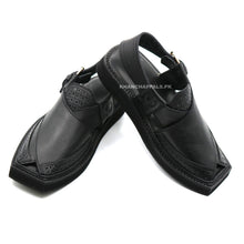 Premium Quality Black Leather Kaptaan Chappal (PreOrder)
