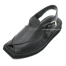 Premium Quality Black Leather Kaptaan Chappal (PreOrder)