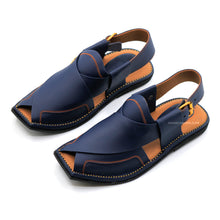 Navy Blue Peshawari Chappal Genuine Leather T-Shape Charsadda Chappal