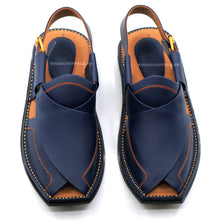 Navy Blue Peshawari Chappal Genuine Leather T-Shape Charsadda Chappal