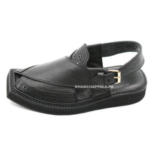 Premium Quality Black Leather Kaptaan Chappal (PreOrder)